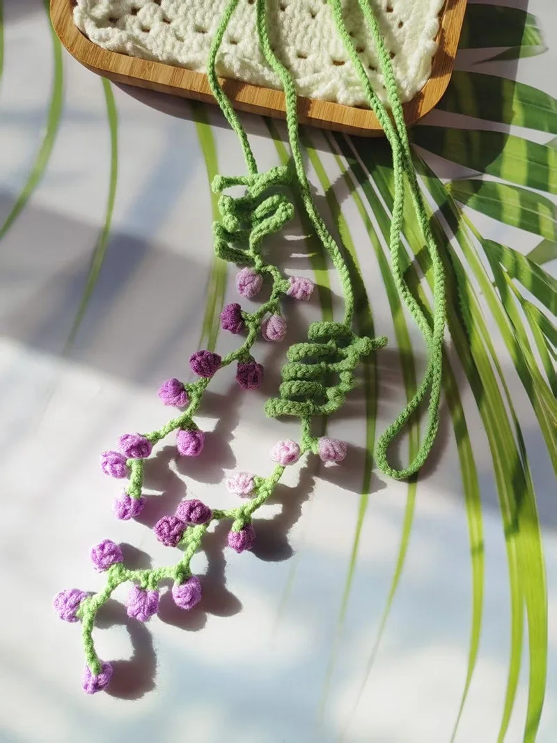 Handmade Original Design Ins Style with Fairy Skirt Mori Nymph Literary Hook Woven Wisteria Dream Romantic Belt Knitted Headband