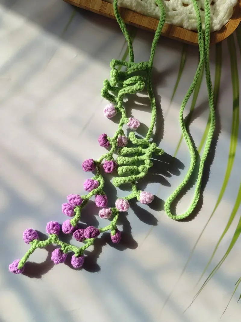 Handmade Original Design Ins Style with Fairy Skirt Mori Nymph Literary Hook Woven Wisteria Dream Romantic Belt Knitted Headband