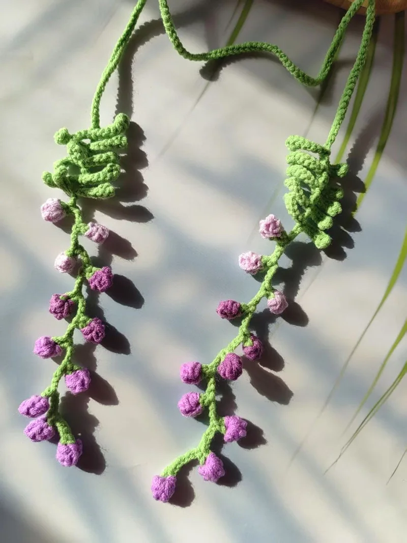 Handmade Original Design Ins Style with Fairy Skirt Mori Nymph Literary Hook Woven Wisteria Dream Romantic Belt Knitted Headband
