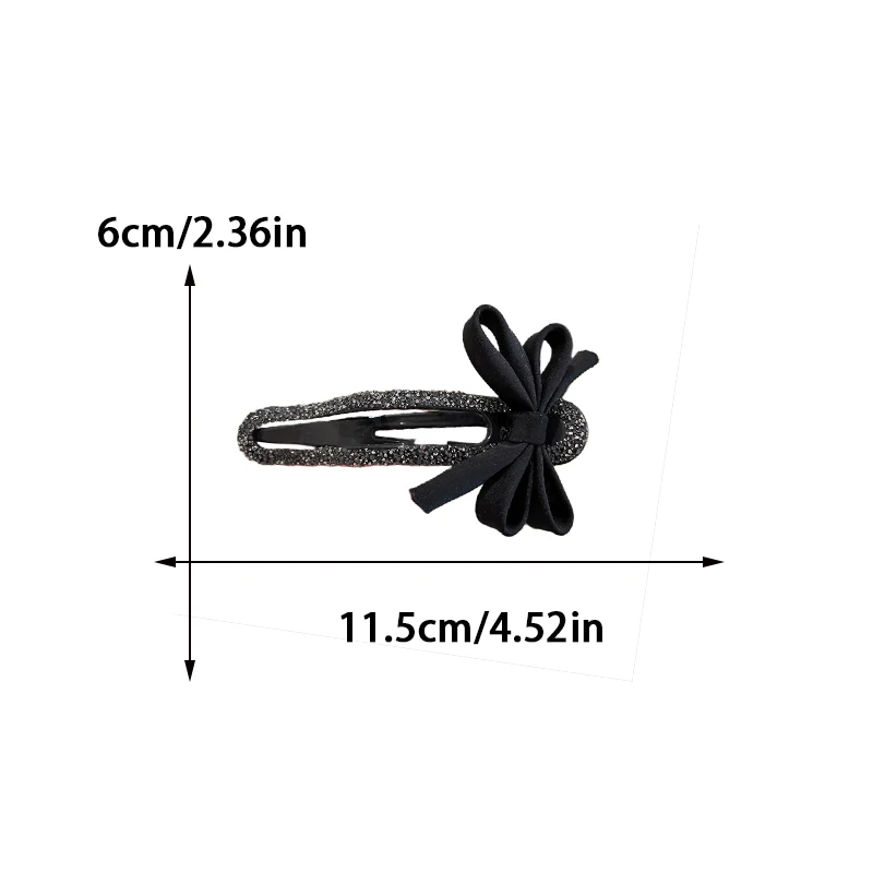 Rhinestone Duckbill Clip Classic Black Bow Convenient Hairpin Versatile Fashion Girls Hairpin Hair Accessories