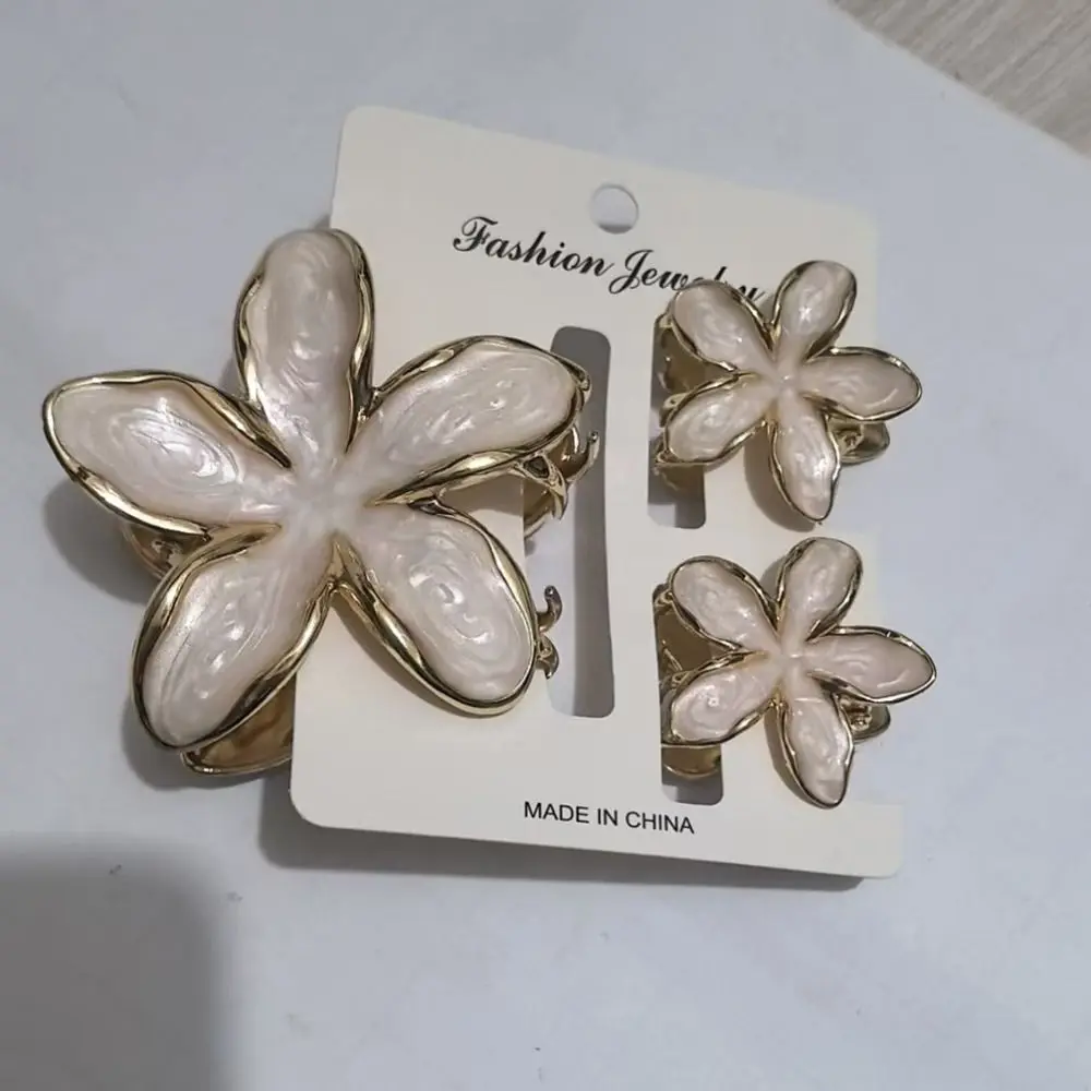 1/3Pcs Alloy Hawaiian Flower Clips Oil Dropping Hair Accessories Lily Flower Hair Claws Gradient Flower Hair Clip Beach Vocation