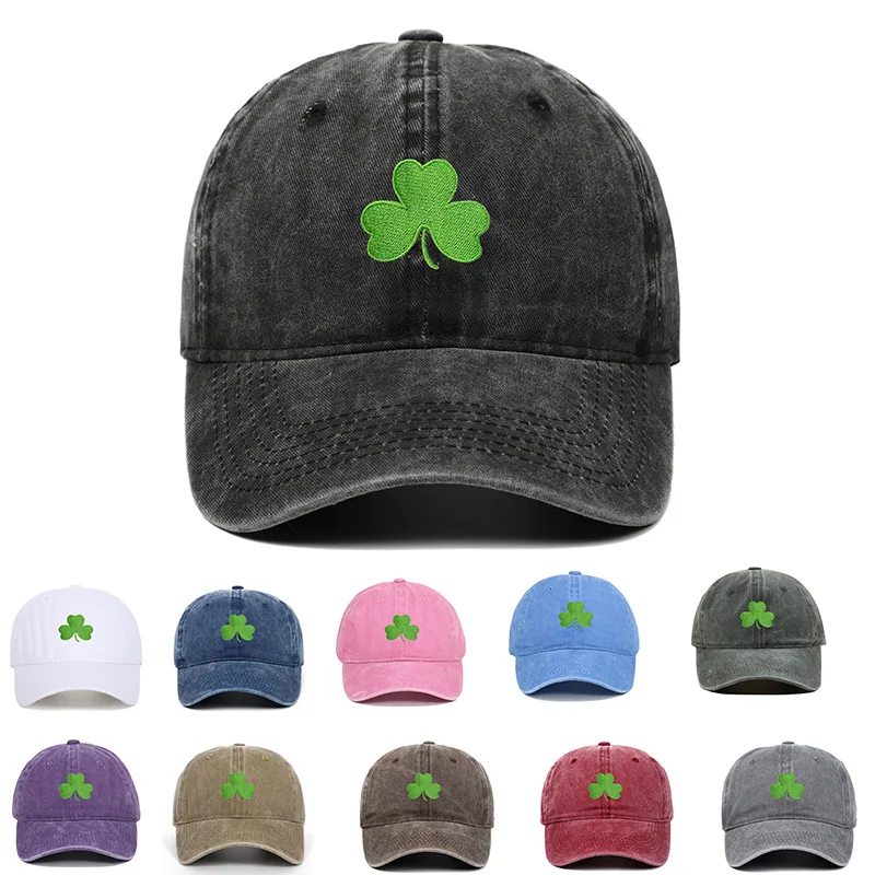 Ireland Green Baseball Cap Retro Clover Embroidered Sunscreen Hat for Men And Women Trendy Couple Duckbill Cap