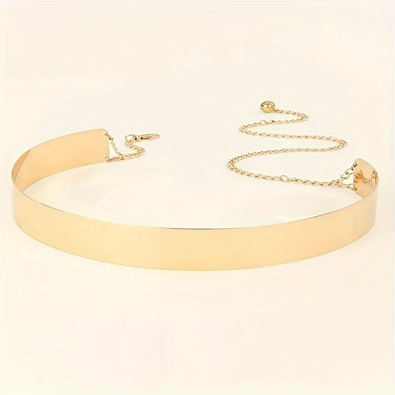 Classic Golden Metal Belt Trendy Adjustable Waist Chain Elegant Dress Girdle Body Jewelry For Women Daily Use