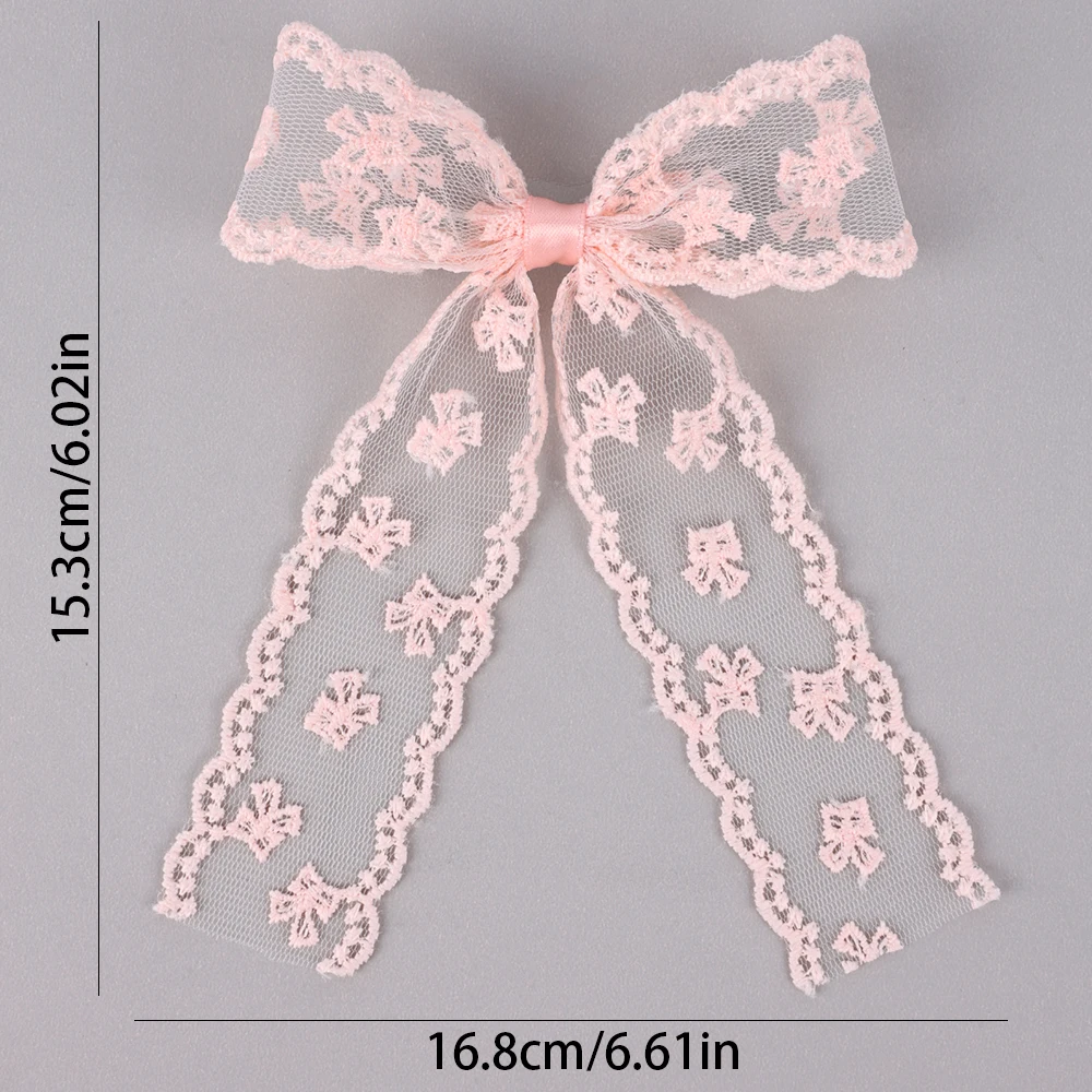 2Pcs Lace Bow Hair Clips Purple Embroidered Floral Hairpins For Women Girls Wedding Bridal Party Headdress Accessories Headwear