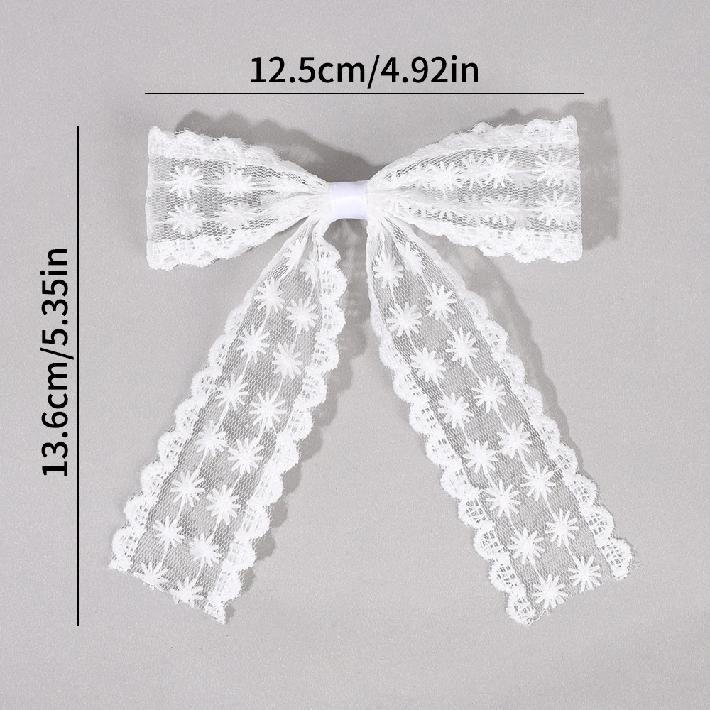 2Pcs Lace Bow Hair Clips Purple Embroidered Floral Hairpins For Women Girls Wedding Bridal Party Headdress Accessories Headwear