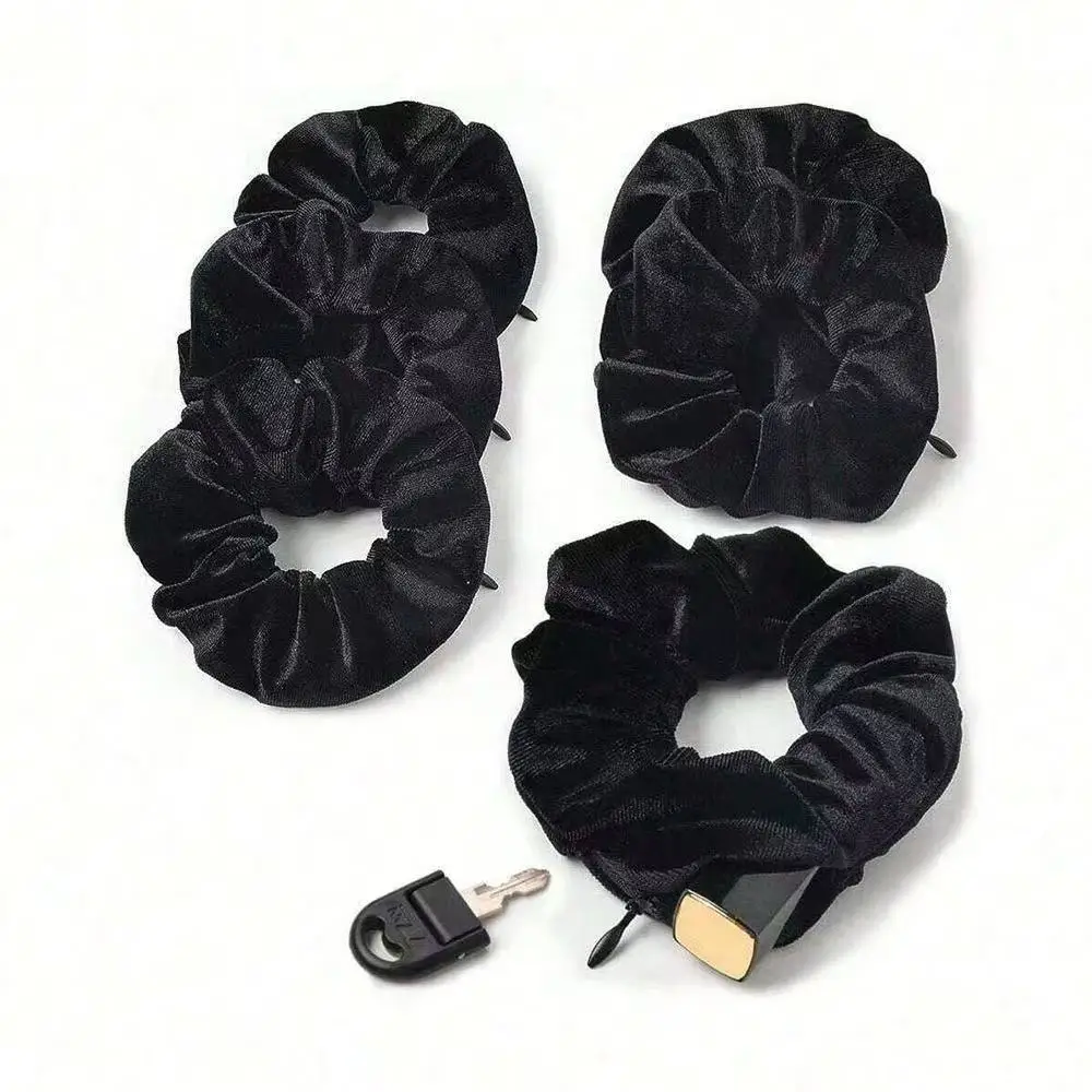 1PCS/Fashionable Sporty Velvet Hair Ties with Zipper Pockets Large Loop Hair Bands Hair Accessories for Women