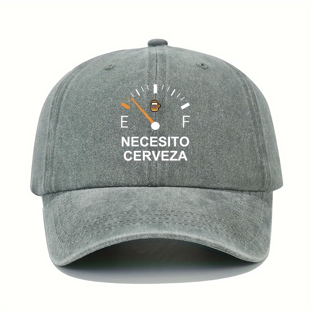 NECESITO CERVEZA pattern printed vintage duckbill cap, fashionable retro curved brim baseball cap, casual outdoor sun hat