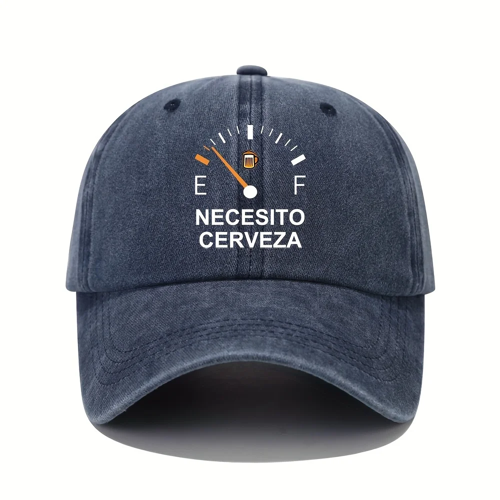 NECESITO CERVEZA pattern printed vintage duckbill cap, fashionable retro curved brim baseball cap, casual outdoor sun hat