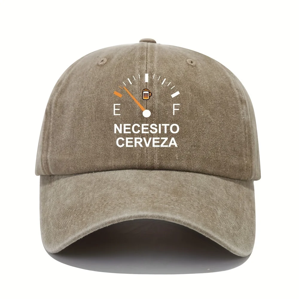 NECESITO CERVEZA pattern printed vintage duckbill cap, fashionable retro curved brim baseball cap, casual outdoor sun hat