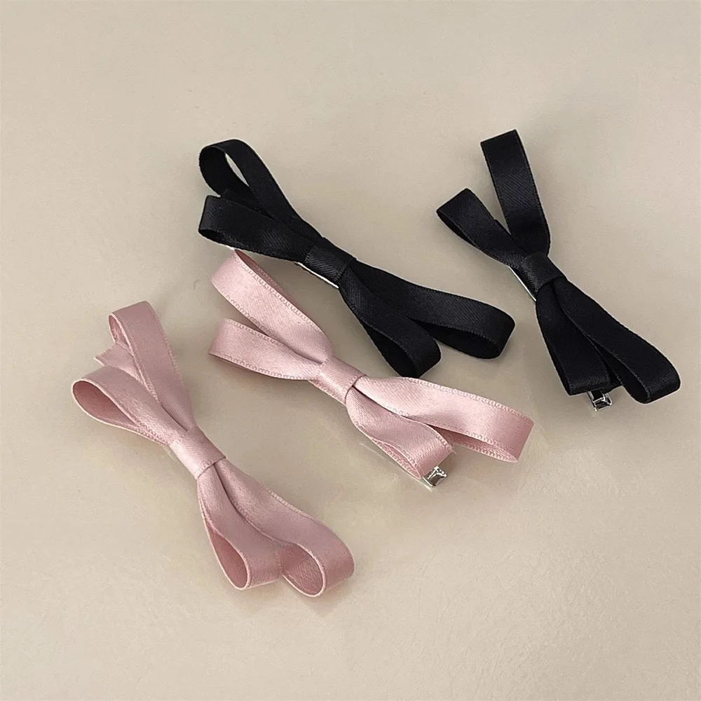 4PCS Cotton Strap Ballet Girl Bow Hair Clip Duckbill Clip Side Bangs Clip Hair Cards Hair Accessories