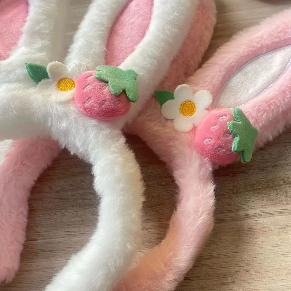 Women's cute strawberry flower headband, plush rabbit ear three-dimensional headband, home specific hair accessory headband