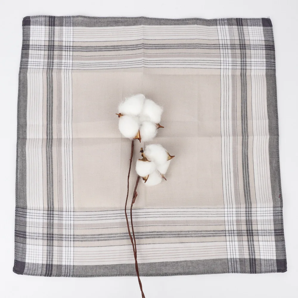 6Pcs Pure Cotton Handkerchief Men's Plaid Classic Wipe Sweat Business Breathable Sweat