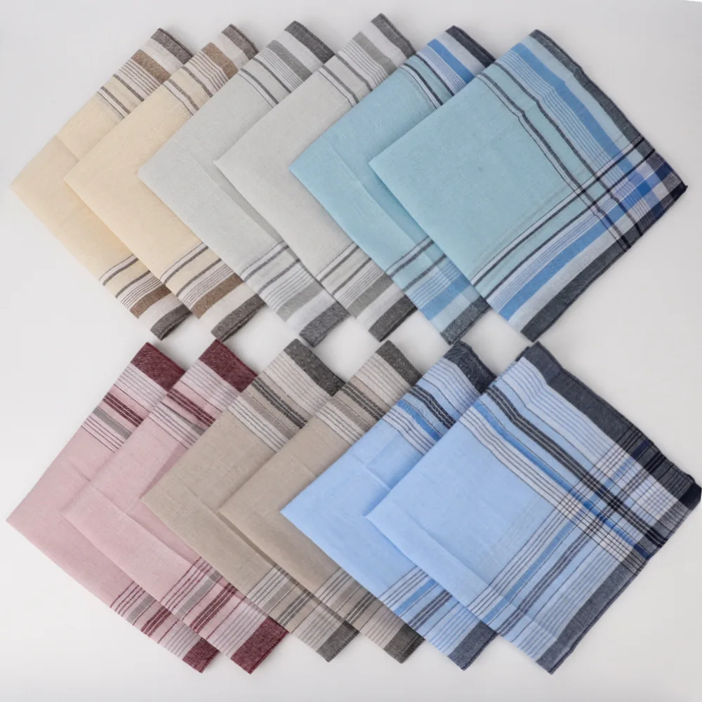 6Pcs Pure Cotton Handkerchief Men's Plaid Classic Wipe Sweat Business Breathable Sweat