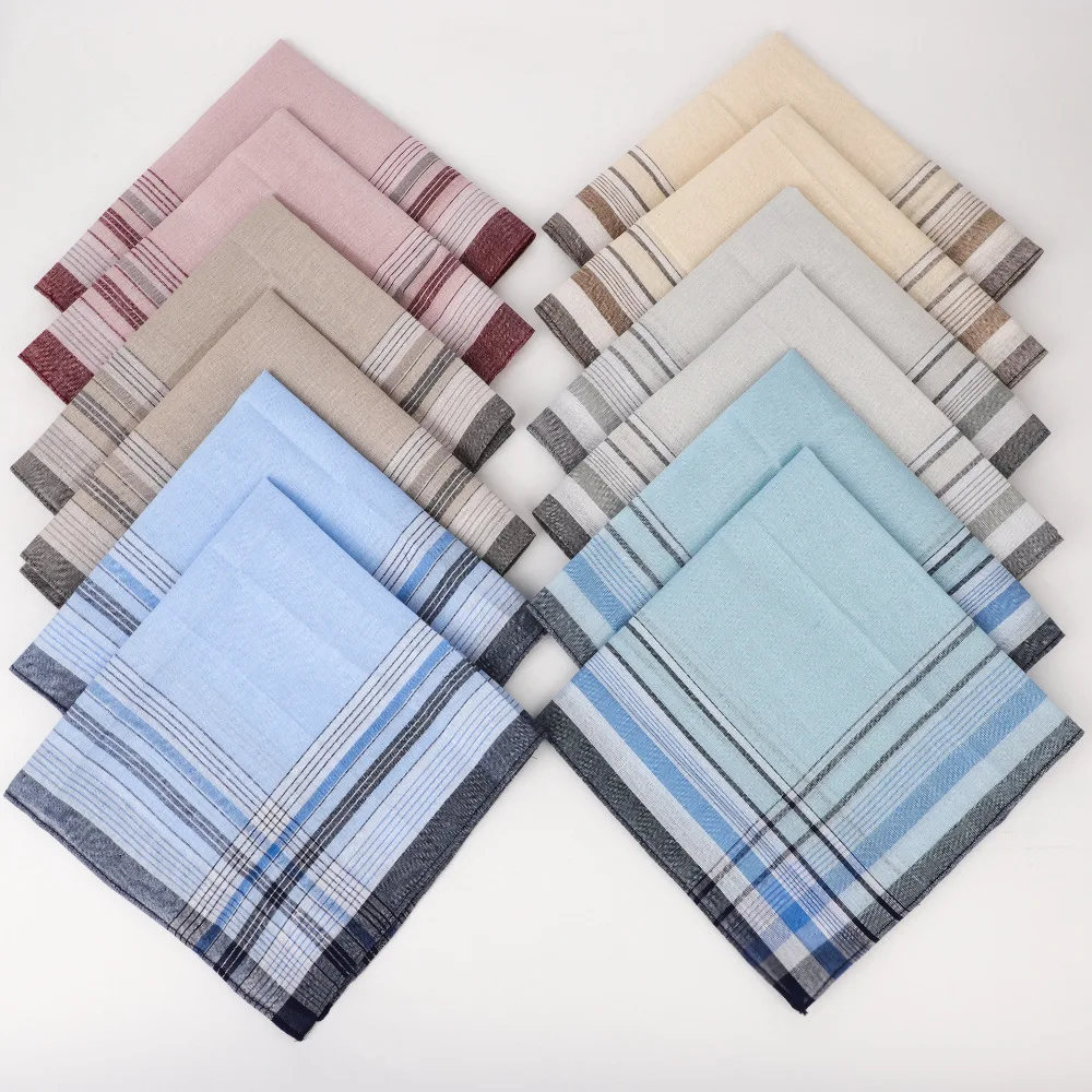 6Pcs Pure Cotton Handkerchief Men's Plaid Classic Wipe Sweat Business Breathable Sweat