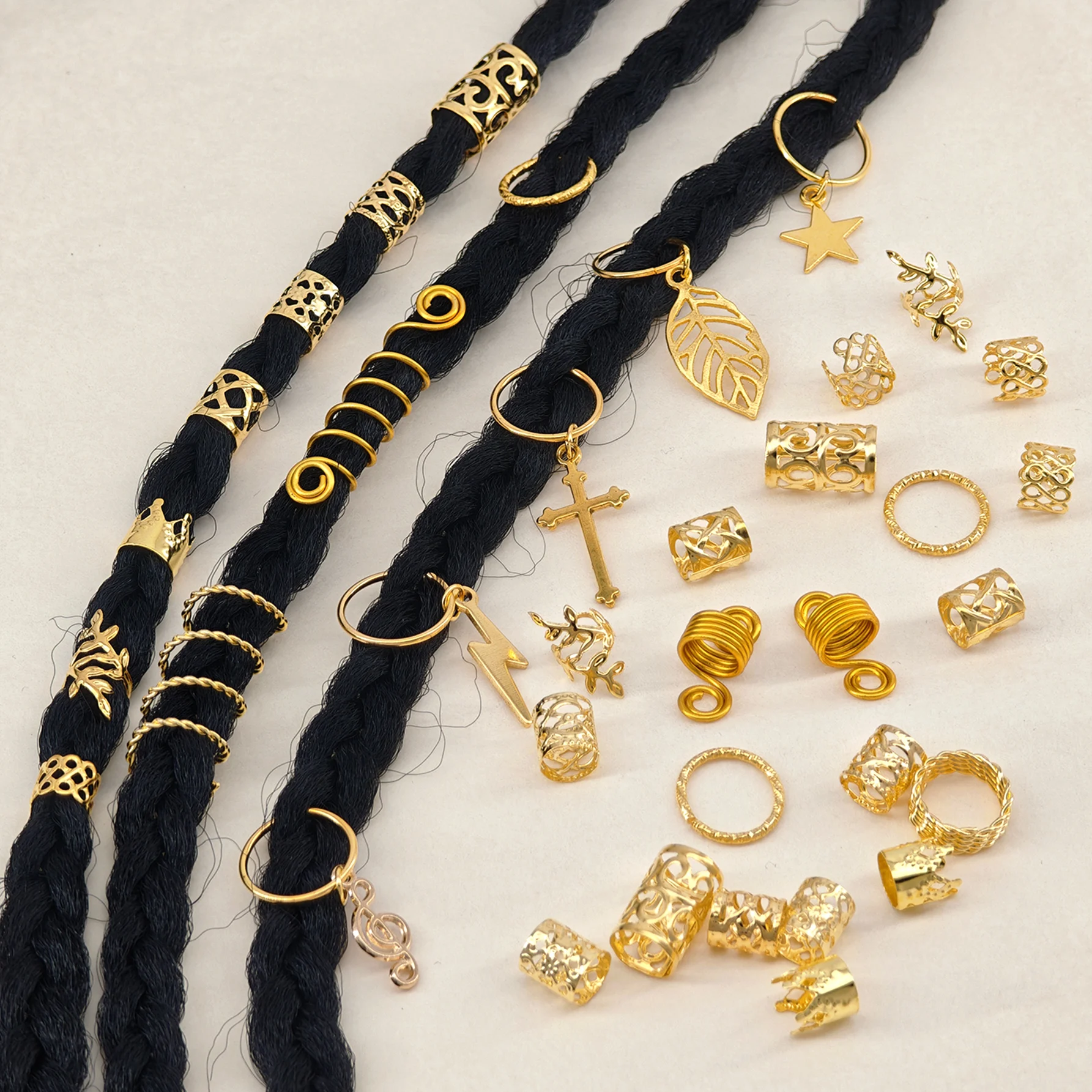 275pcs Boho Hair Alloy Pendants For Hair Dreadlock With Ring Cudd Charm Dreadlock Accessories Hair Decoration For Men Women Girl