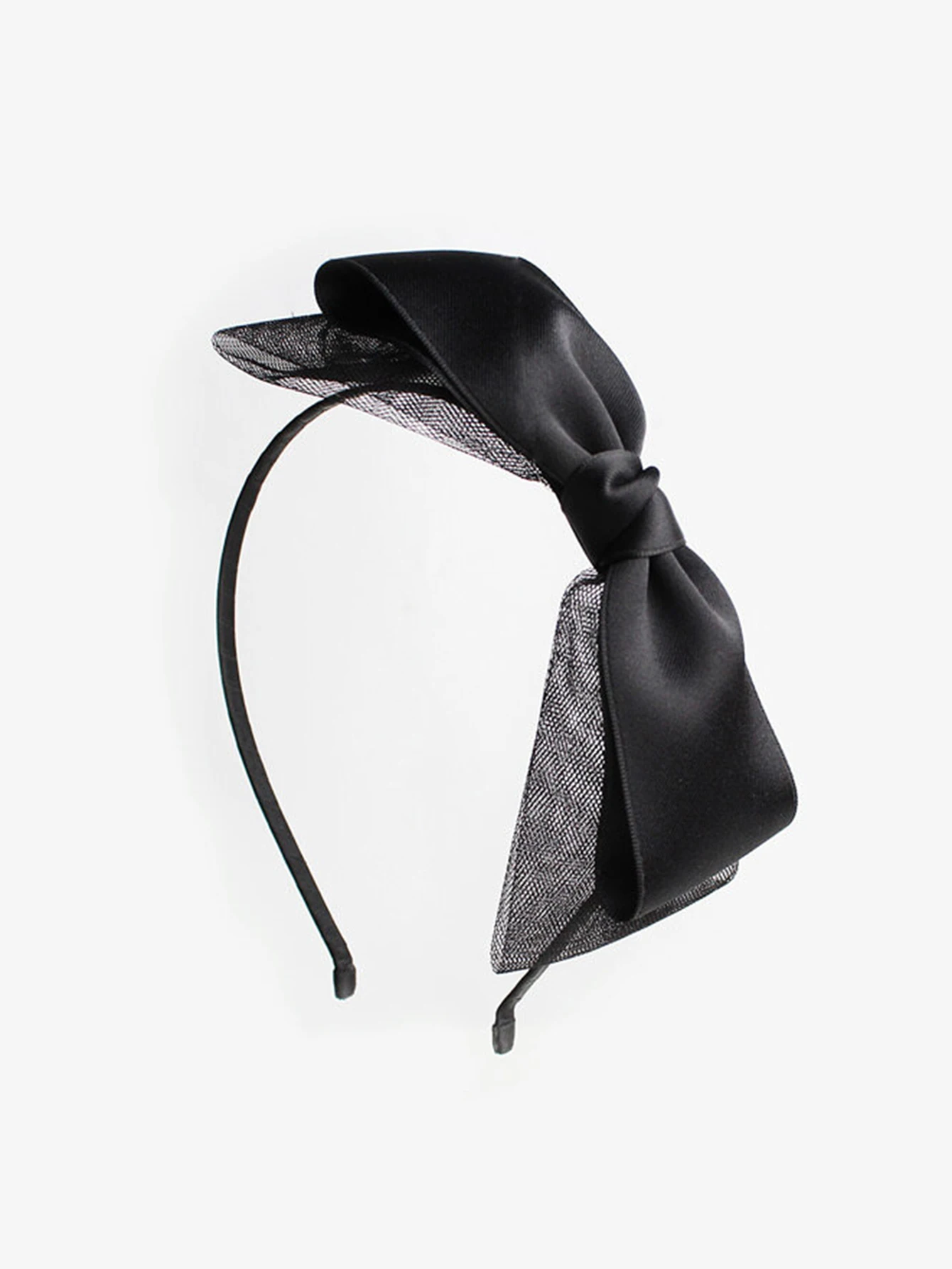 Black Big Bow Headband for Women Girls Mesh Fabric Hair Loop Trendy Hairband Female Headpieces Bezel Hair Accessories