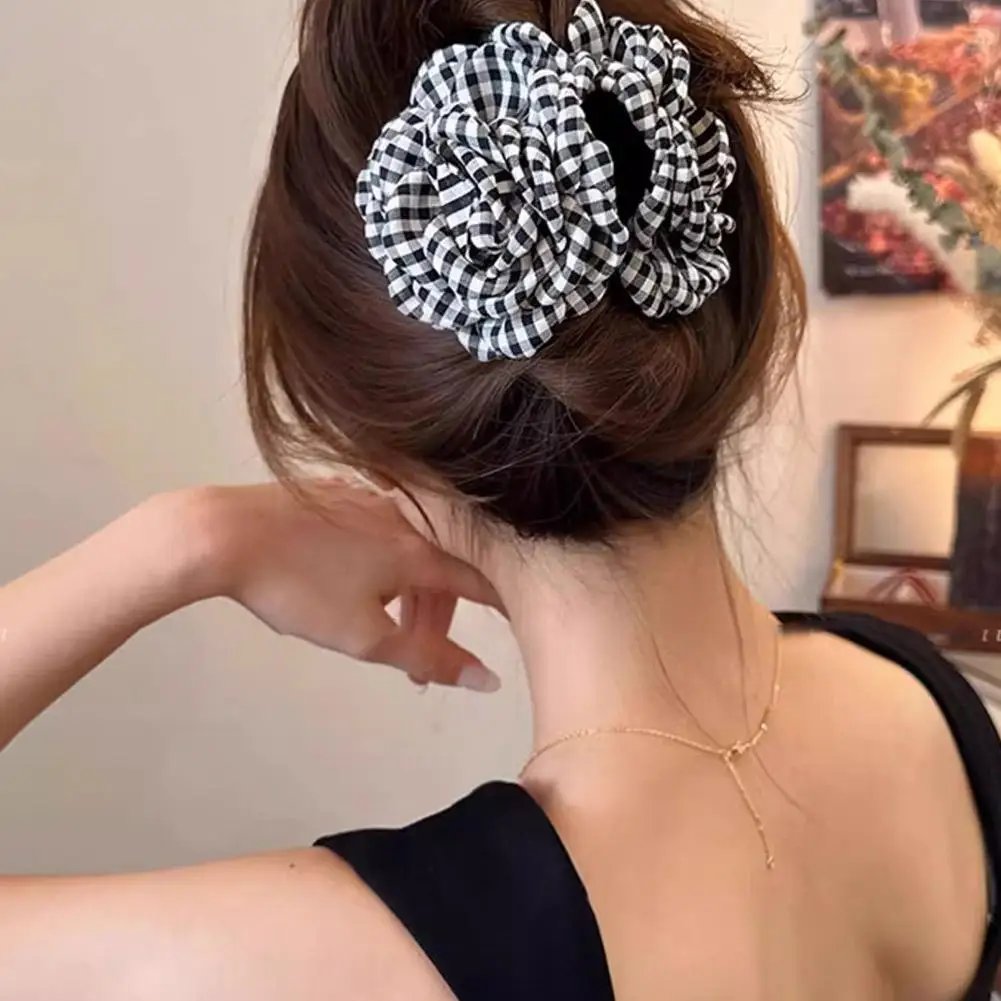 2025 New Grid Hair Claw Women's Gripper Korean Version Flower Hairpin Yellow Rose Exquisite Grab Clip Hair Accessory For Girls