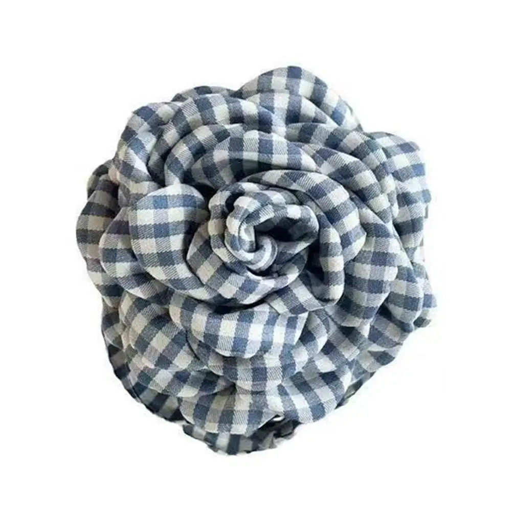 2025 New Grid Hair Claw Women's Gripper Korean Version Flower Hairpin Yellow Rose Exquisite Grab Clip Hair Accessory For Girls