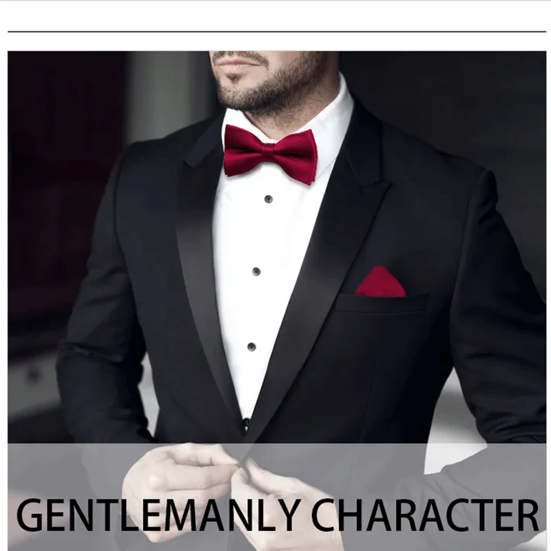 Bow Tie Man Wedding Luxury Bowtie Hanky Neckwear Fashion Elegant Set Neck Tie With Pocket Square Handkerchief Accessories Cravat