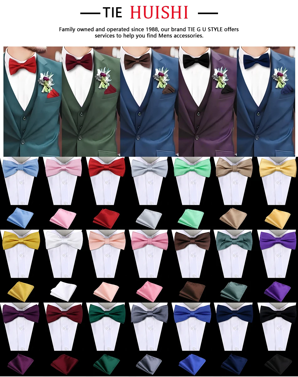 Bow Tie Man Wedding Luxury Bowtie Hanky Neckwear Fashion Elegant Set Neck Tie With Pocket Square Handkerchief Accessories Cravat