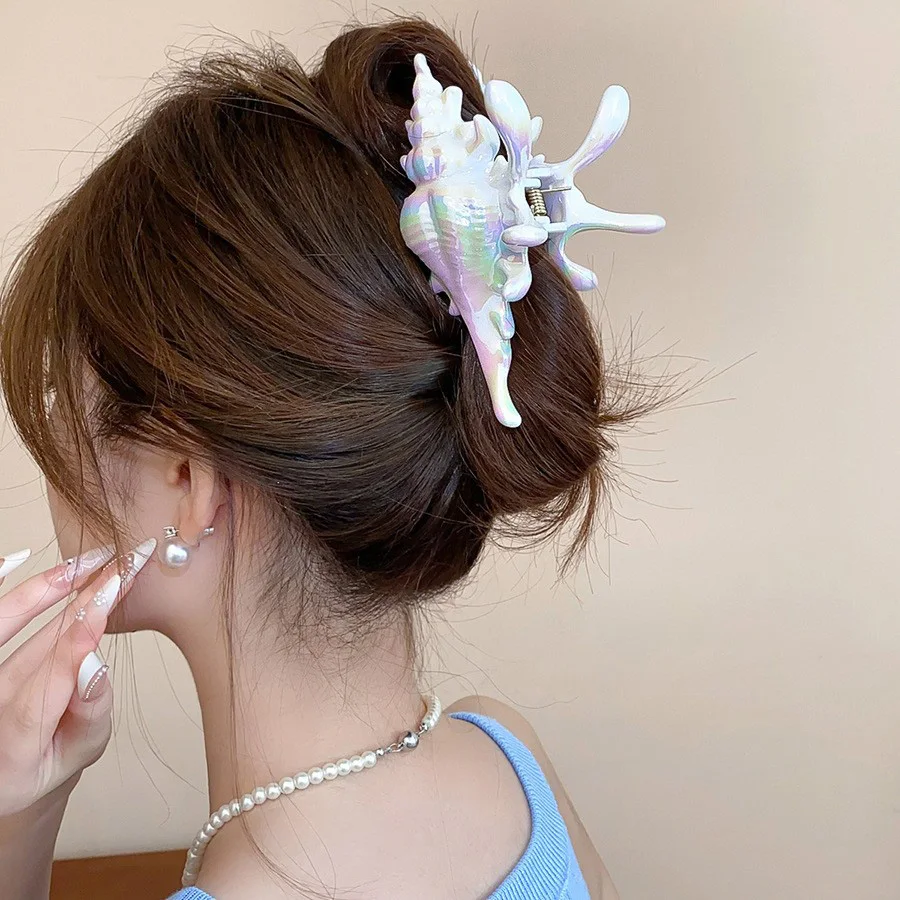 New Marine Conch Large Hair Claw Clips Crab Barrettes Women Girls Ponytail Hair Clamps Hairpins Hair Accessories Summer Fashion