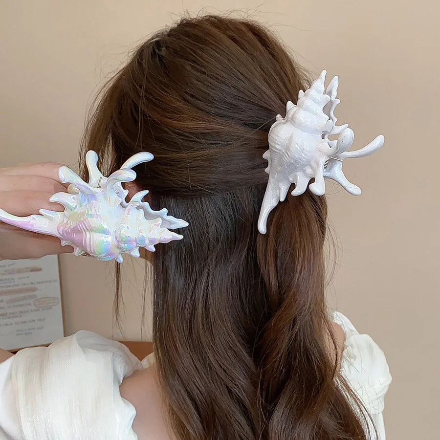 New Marine Conch Large Hair Claw Clips Crab Barrettes Women Girls Ponytail Hair Clamps Hairpins Hair Accessories Summer Fashion
