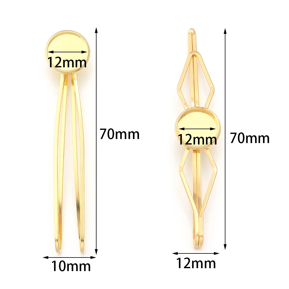 5pcs/lot Inner Size 12mm Round Cabochon Metal Hairpins Barrettes Hair Clips Base Setting For Jewelry Making DIY Hair Accessories