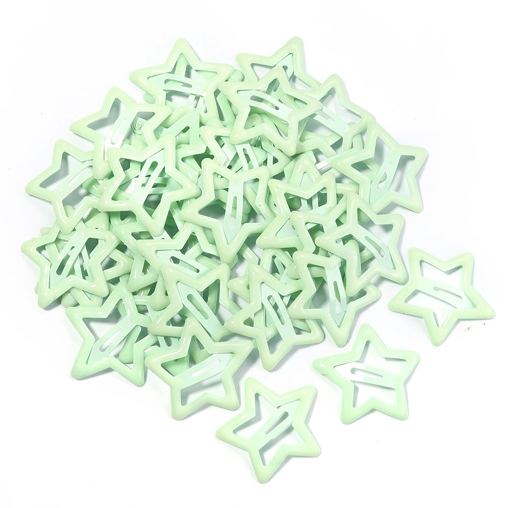 50pcs/lot Y2K Star BB Hair Clips Candy Colorful Metal Pentagram Snap Hairpins Barrettes For Girls Headwear Hair Accessories
