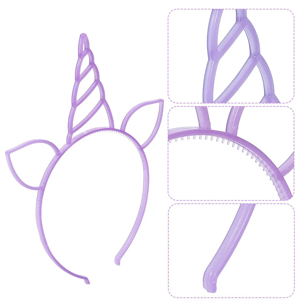 6/12PCS Girls Noctilucent Unicorn Headbands Women Headband Plastic Teeth Hairbands Kids Family Decoration Party Hair Accessories