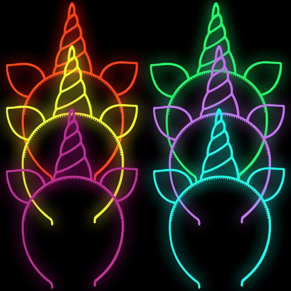 6/12PCS Girls Noctilucent Unicorn Headbands Women Headband Plastic Teeth Hairbands Kids Family Decoration Party Hair Accessories