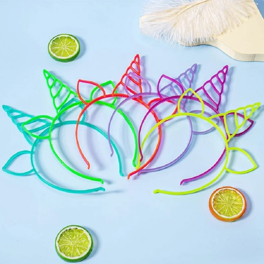 6/12PCS Girls Noctilucent Unicorn Headbands Women Headband Plastic Teeth Hairbands Kids Family Decoration Party Hair Accessories
