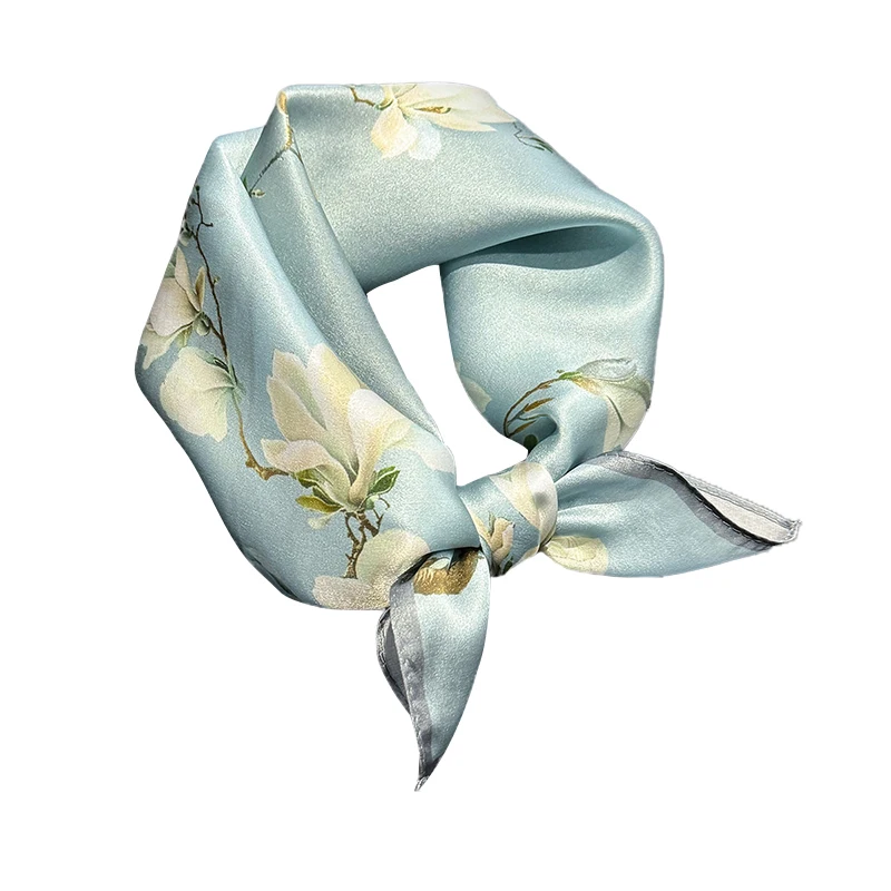 100% Silk Square Scarf for Women Real Mulberry Silk Hijab Scarves Lady Fashion Luxury Headband Shawl Wrap Kerchief Bandana