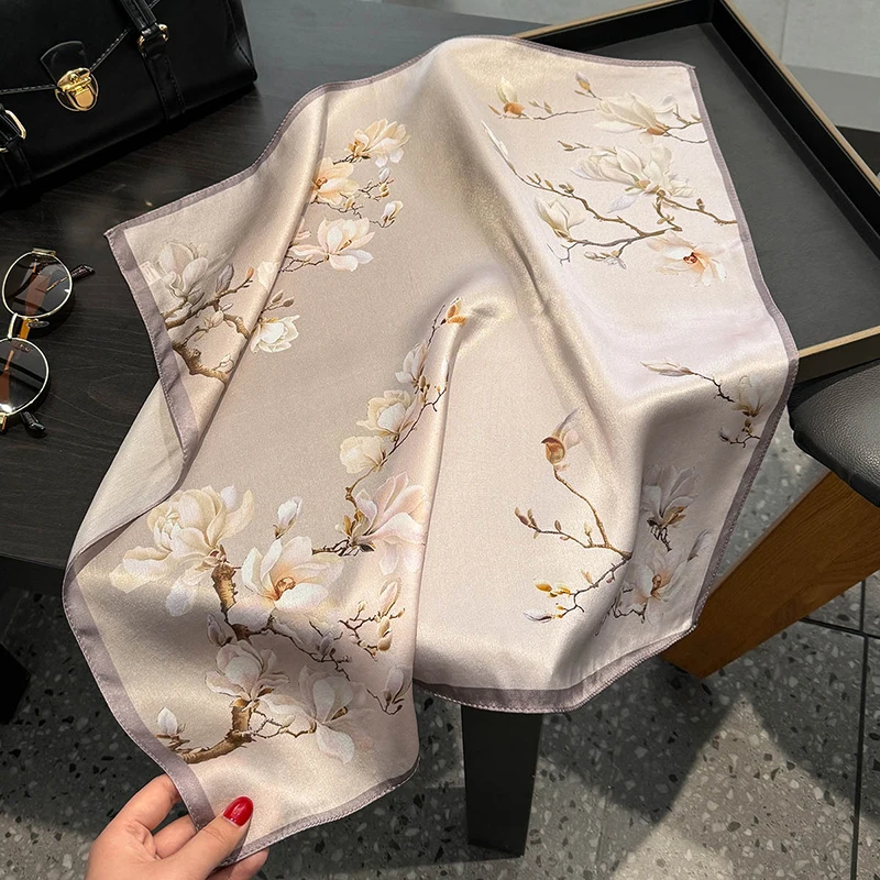 100% Silk Square Scarf for Women Real Mulberry Silk Hijab Scarves Lady Fashion Luxury Headband Shawl Wrap Kerchief Bandana
