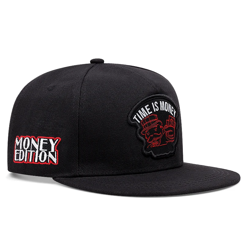 2025 New TIME IS MONEY Poker Flat Edge Hat Outdoor Adjustable Sunshade Hat Street Hip Hop Hat Male Female Sunscreen Baseball Hat