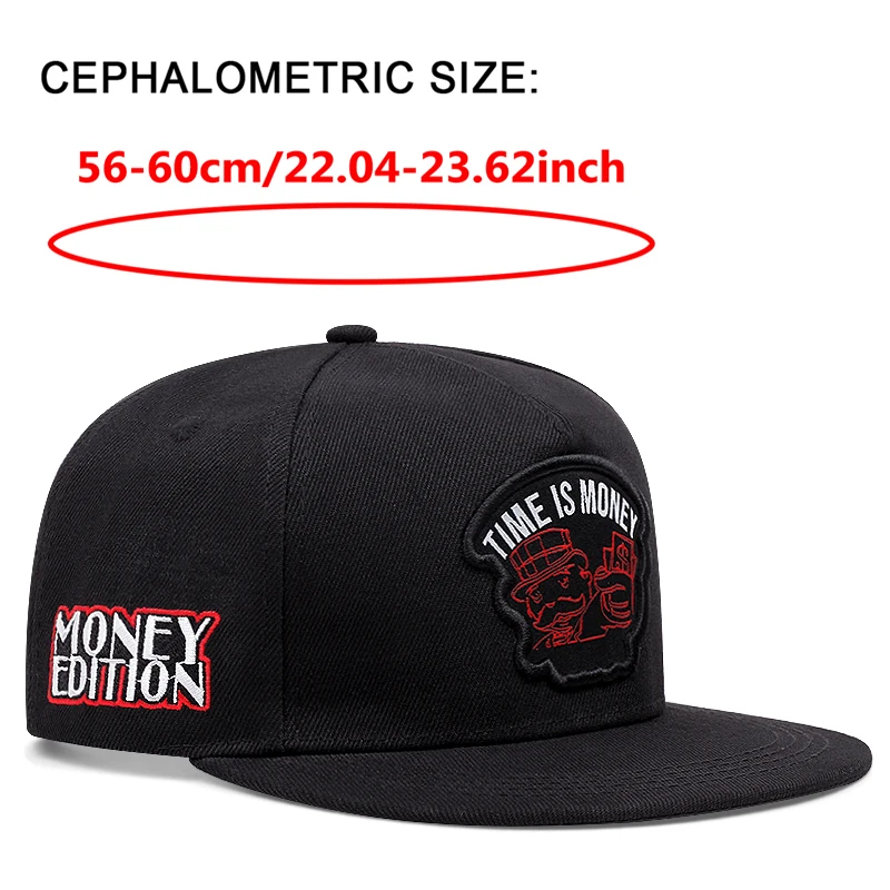 2025 New TIME IS MONEY Poker Flat Edge Hat Outdoor Adjustable Sunshade Hat Street Hip Hop Hat Male Female Sunscreen Baseball Hat