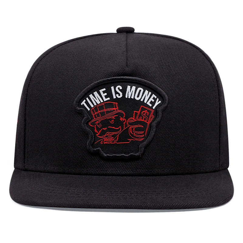 2025 New TIME IS MONEY Poker Flat Edge Hat Outdoor Adjustable Sunshade Hat Street Hip Hop Hat Male Female Sunscreen Baseball Hat