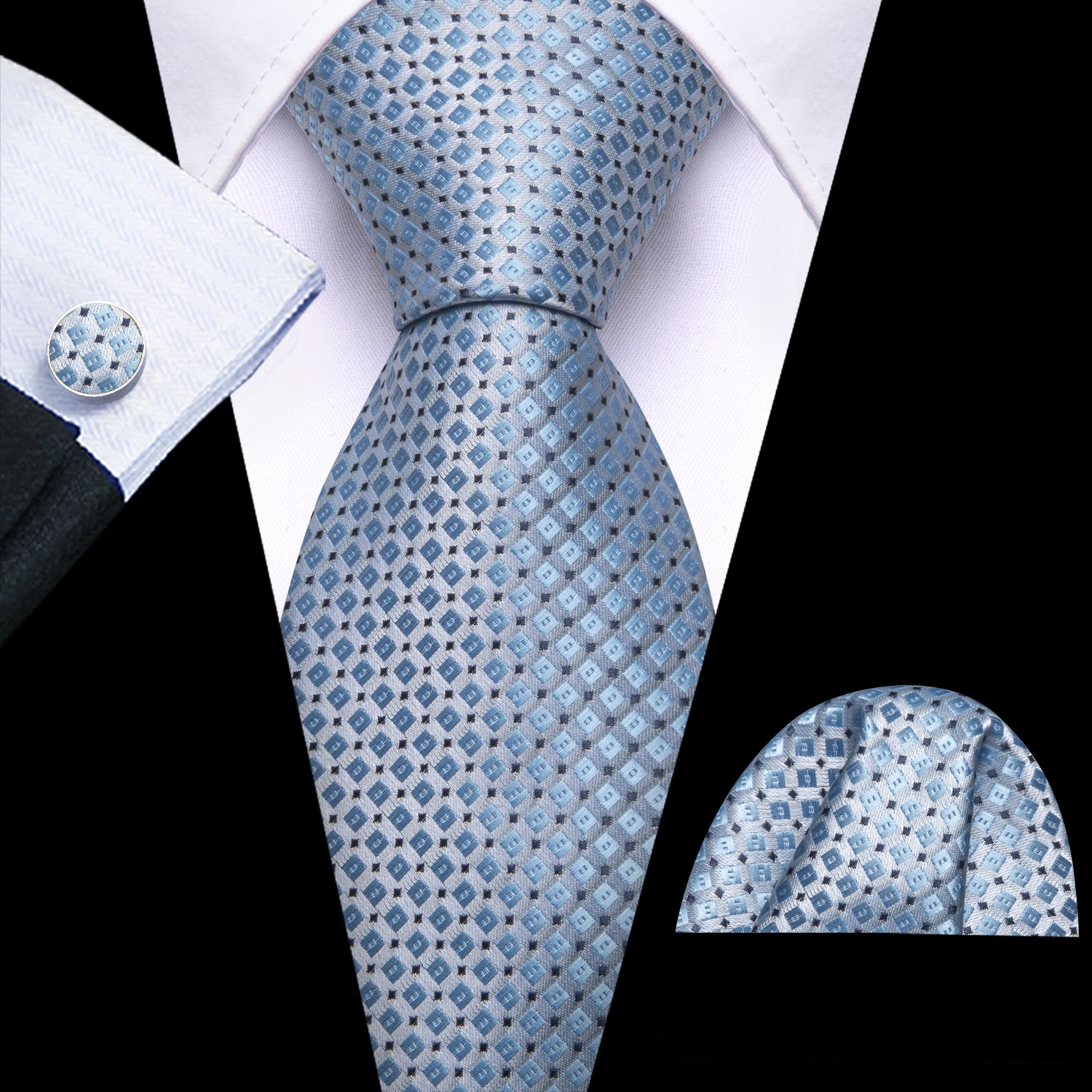 Mens Tie Golden Red Green Pink Plaid Checks Geometric Ties Hanky Cufflinks Set Necktie Formal Wedding Dinner silk Party