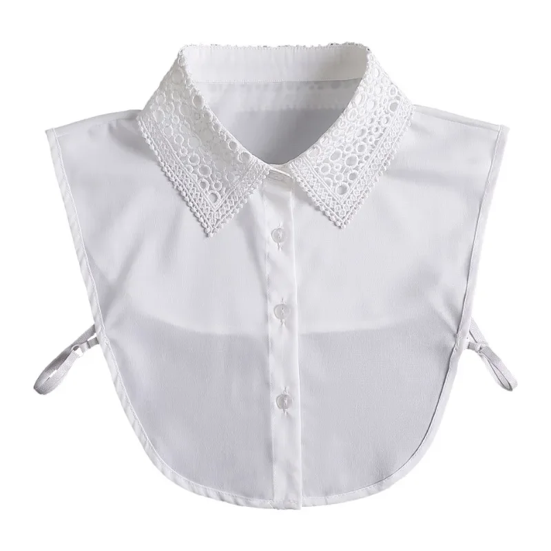 Hollow Lace Chiffon Fake Collar for Womens Half Shirt Blouse Sweater Detachable Shirt Collar False Lapel Top Collars Decor
