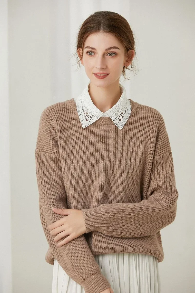 Hollow Lace Chiffon Fake Collar for Womens Half Shirt Blouse Sweater Detachable Shirt Collar False Lapel Top Collars Decor