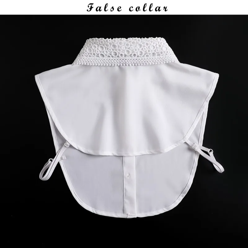 Hollow Lace Chiffon Fake Collar for Womens Half Shirt Blouse Sweater Detachable Shirt Collar False Lapel Top Collars Decor