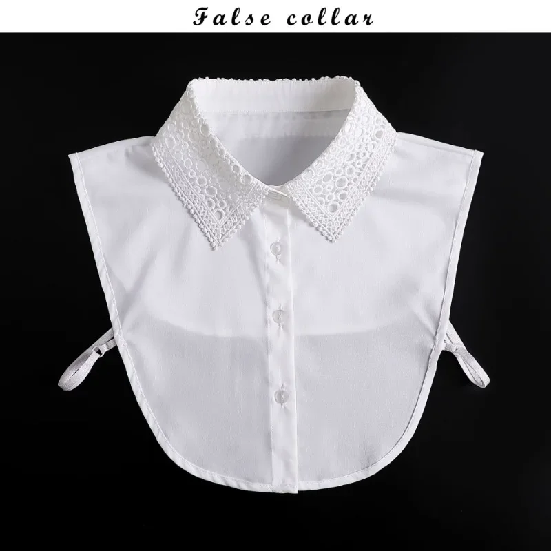 Hollow Lace Chiffon Fake Collar for Womens Half Shirt Blouse Sweater Detachable Shirt Collar False Lapel Top Collars Decor