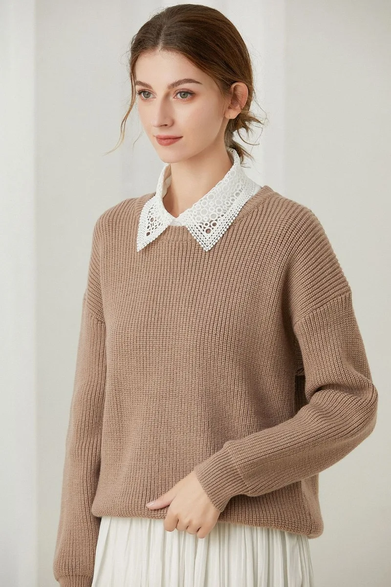 Hollow Lace Chiffon Fake Collar for Womens Half Shirt Blouse Sweater Detachable Shirt Collar False Lapel Top Collars Decor