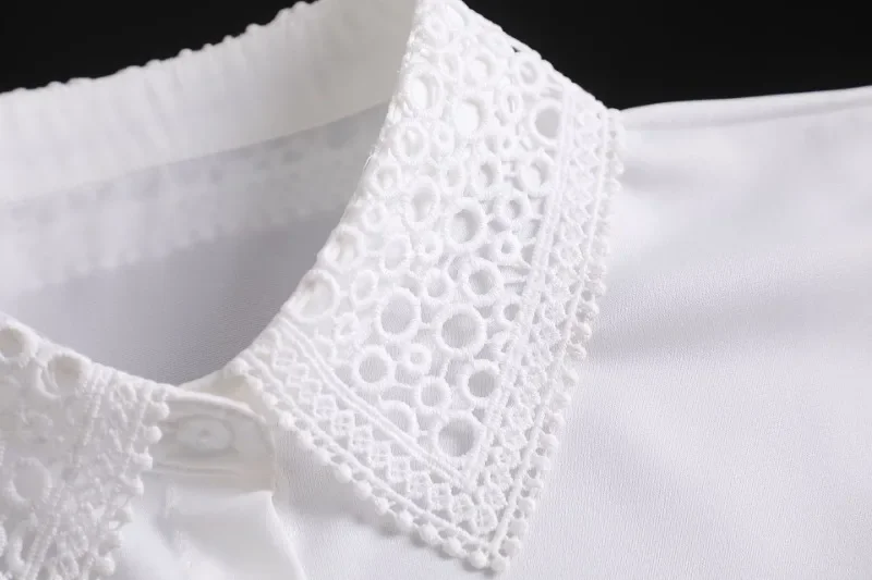 Hollow Lace Chiffon Fake Collar for Womens Half Shirt Blouse Sweater Detachable Shirt Collar False Lapel Top Collars Decor
