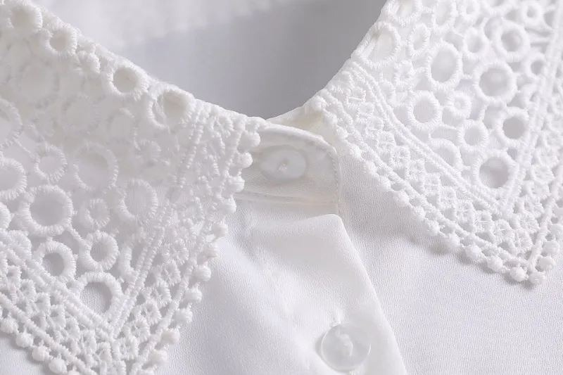 Hollow Lace Chiffon Fake Collar for Womens Half Shirt Blouse Sweater Detachable Shirt Collar False Lapel Top Collars Decor
