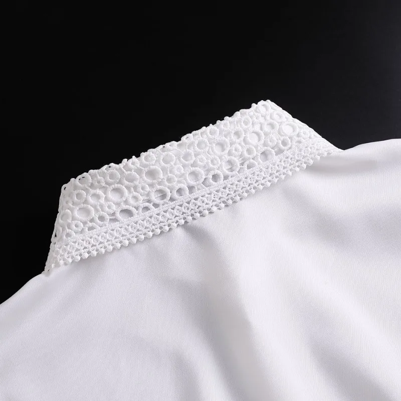 Hollow Lace Chiffon Fake Collar for Womens Half Shirt Blouse Sweater Detachable Shirt Collar False Lapel Top Collars Decor