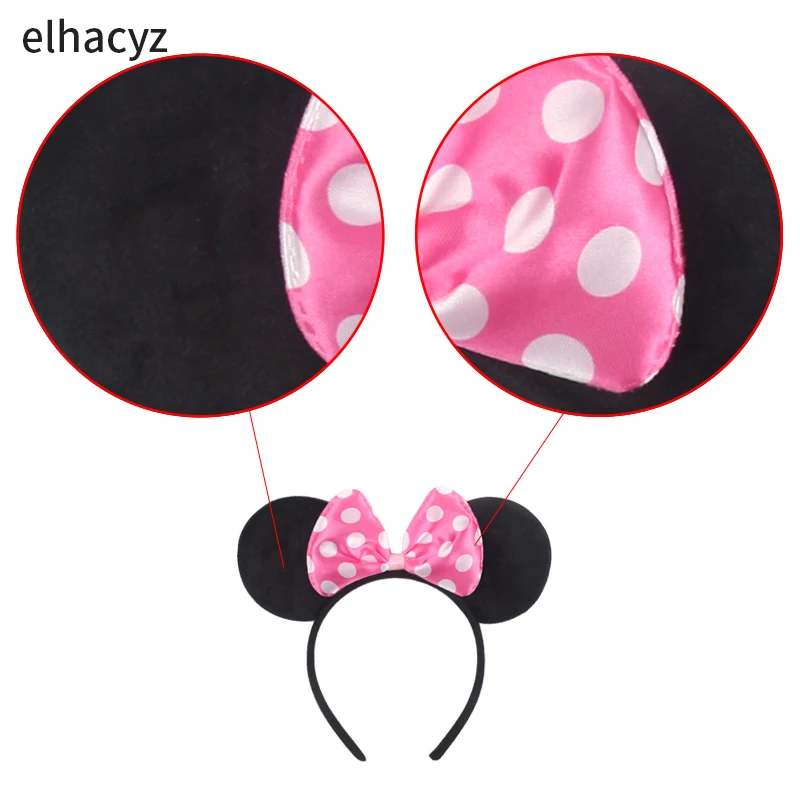 Adult Kids Mouse Ears Headband Girls Birthday Party Sequin Dot Bows Accessories Children's Headwear Party Hair Band