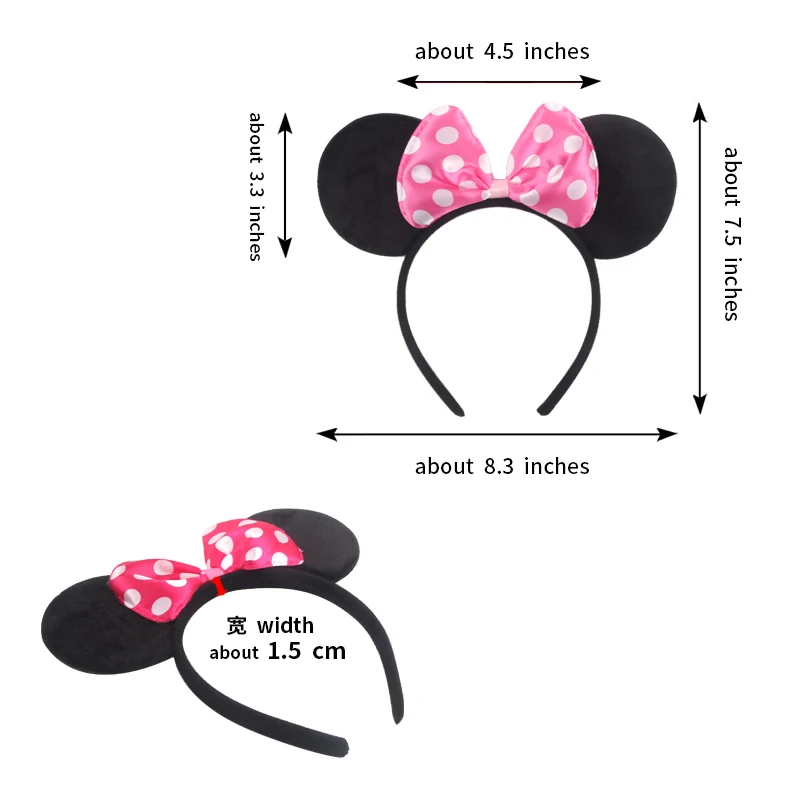 Adult Kids Mouse Ears Headband Girls Birthday Party Sequin Dot Bows Accessories Children's Headwear Party Hair Band