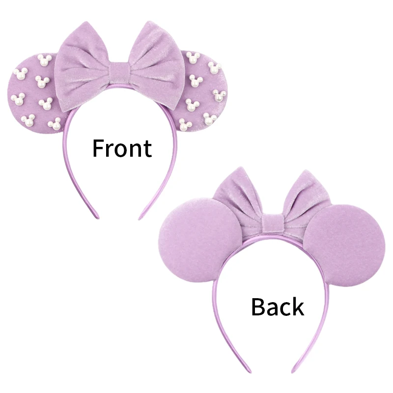 Pearls 3.3"Mouse Ears Headband 5‘’ Velvet Bow Hairband For Girls Festival Party Cosplay DIY Hair Accessories Women Gifts