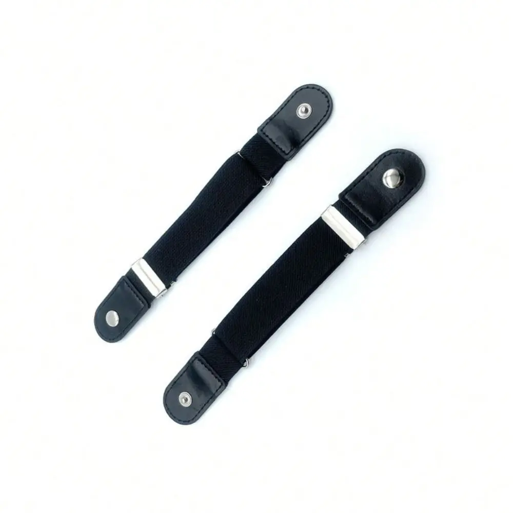 2pcs/set Casual No Buckle Elastic Belt Canvas Adjustable Waist Belt Invisible Pants Buckle Women Men