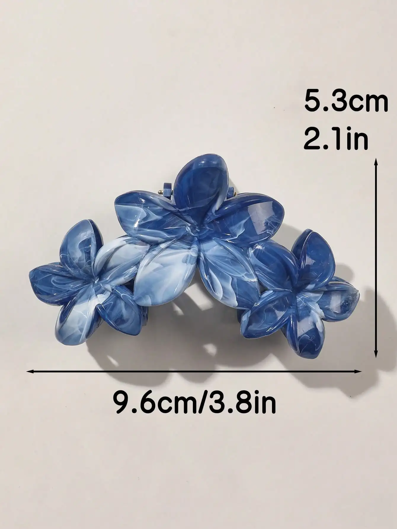 2Pcs Hawaiian Blue Gray Sapphire Marble Flower Hair Claw Clip for Women Shark Clip Bohemian Hair Accessories Gradient Hairpins